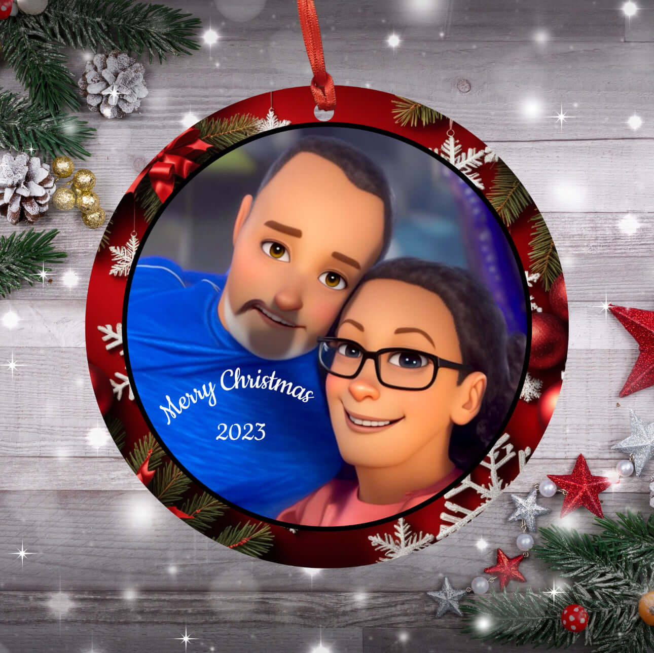 Custom Personalized Christmas Ornament - Transform Your Photo into Cartoon Art