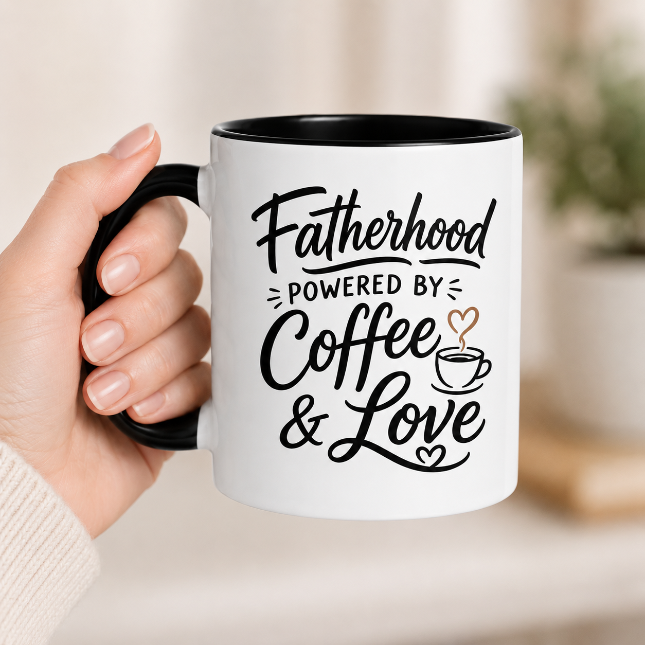 Fatherhood Powered by Coffee & Love Mug – Father’s Day Coffee Mug Gift for Dad