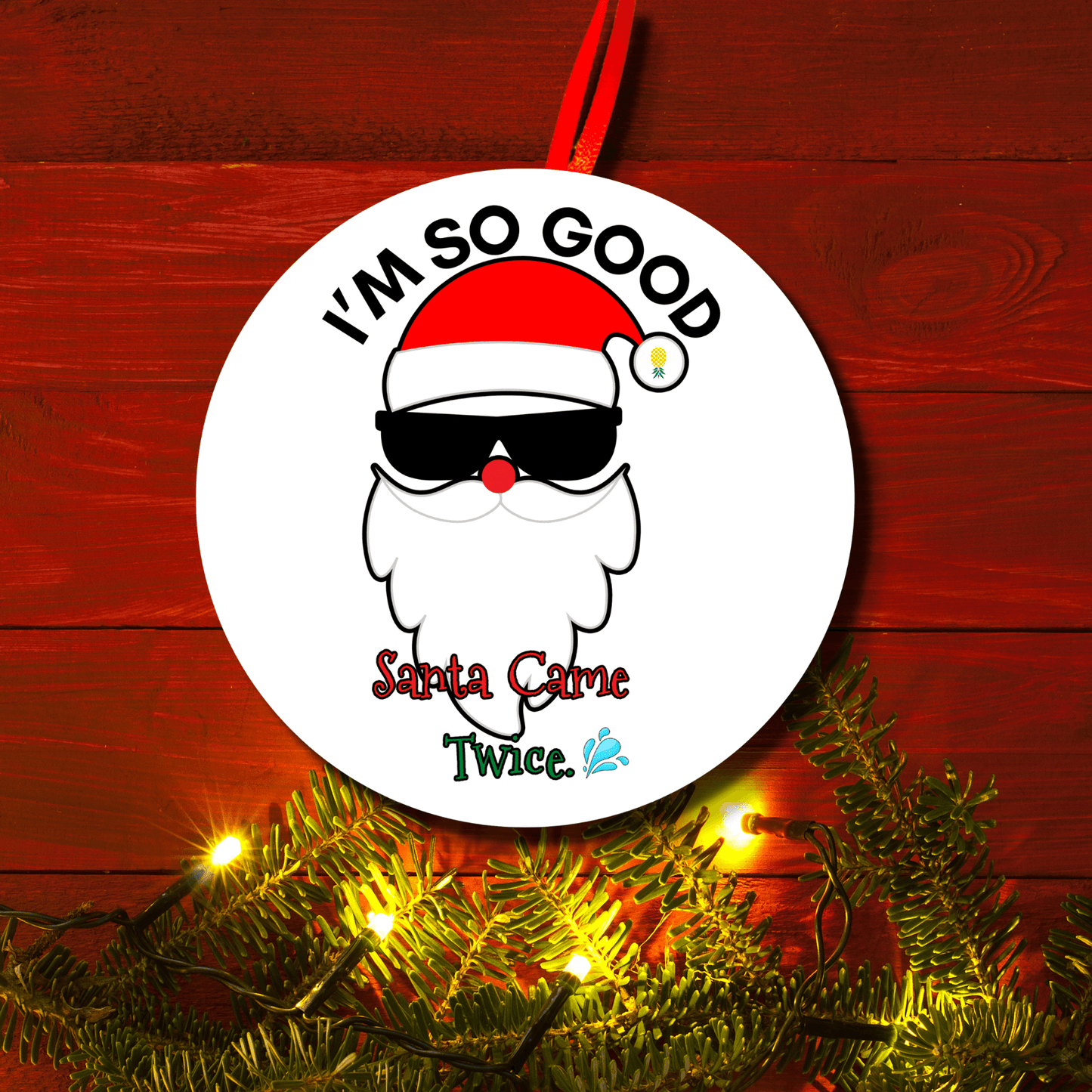 Naughty Santa Funny Christmas Ornament
