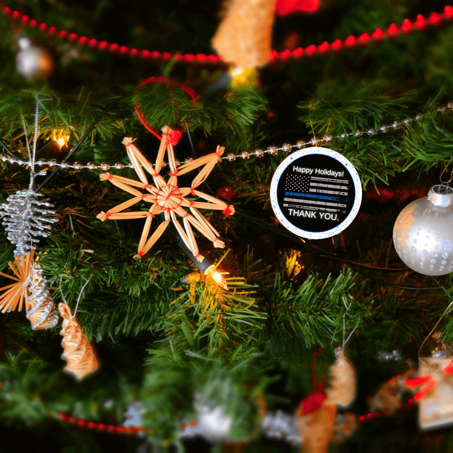 Back the Blue Christmas Ornament 4