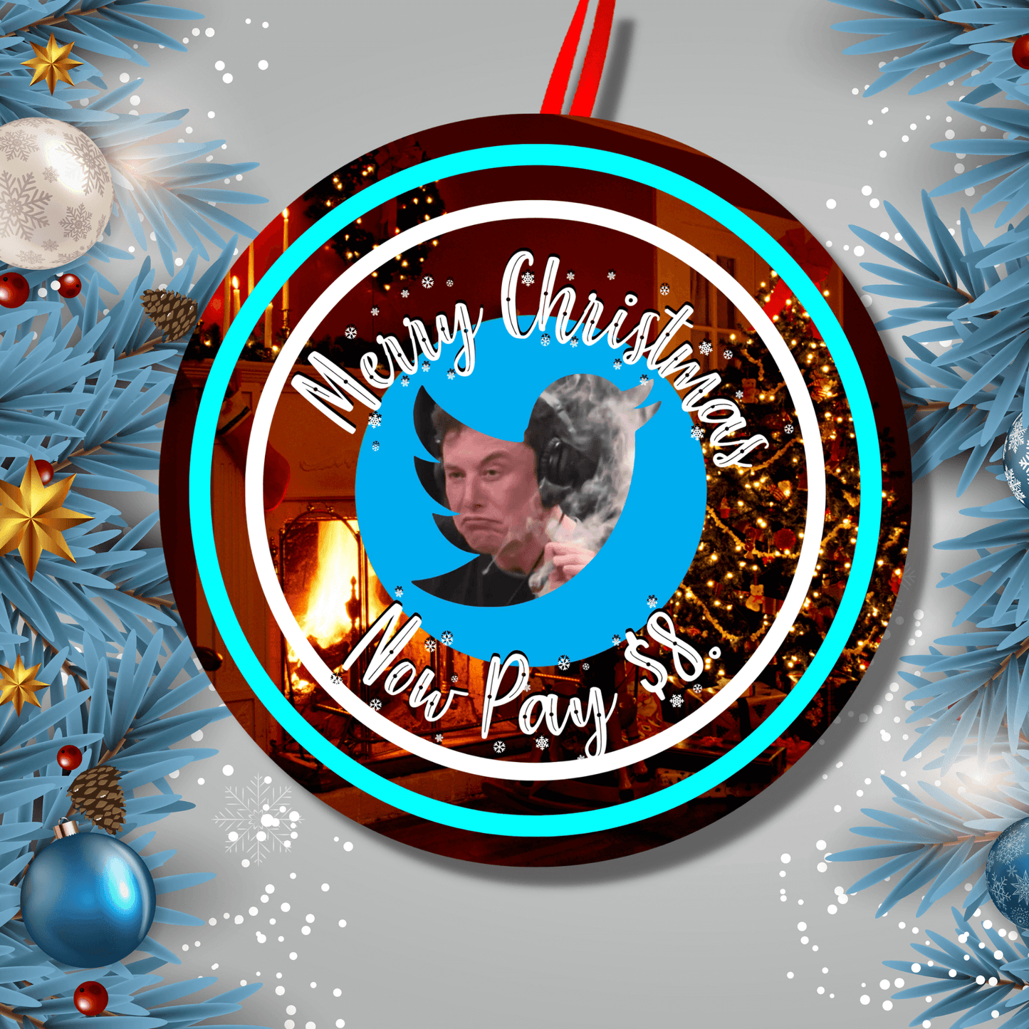 Funny Elon Musk Christmas Holiday Ornament 3