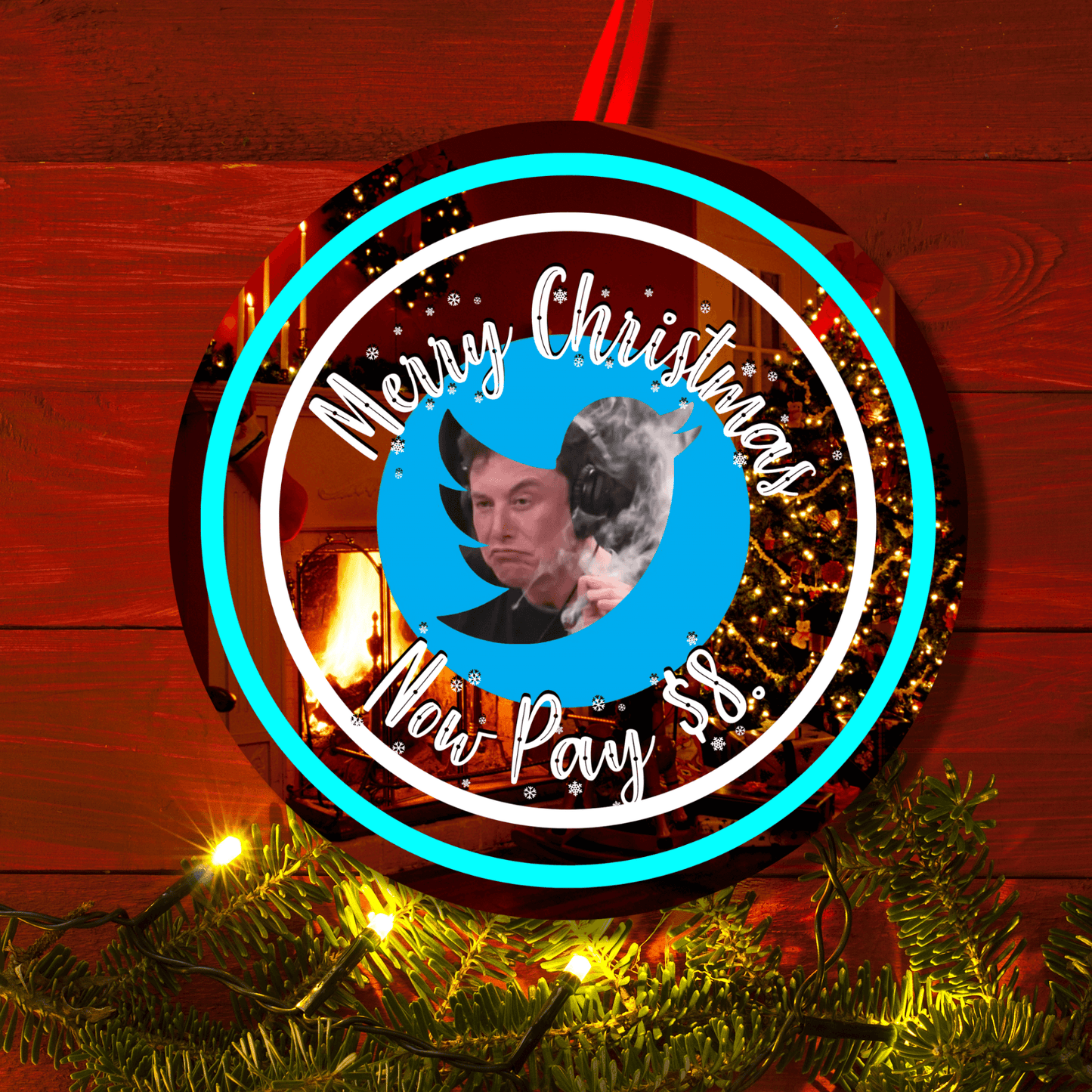 Funny Elon Musk Christmas Holiday Ornament 8