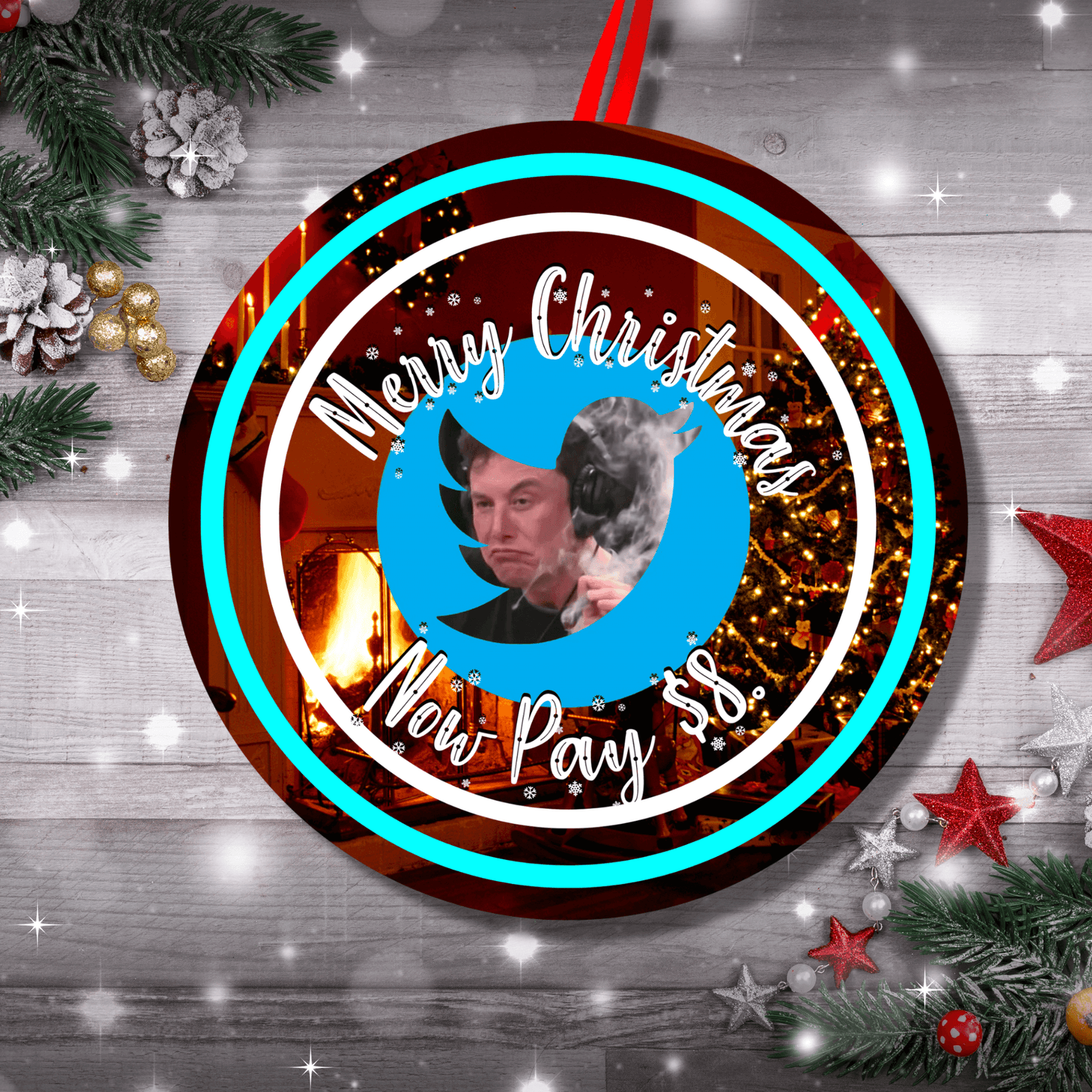 Funny Elon Musk Christmas Holiday Ornament 2
