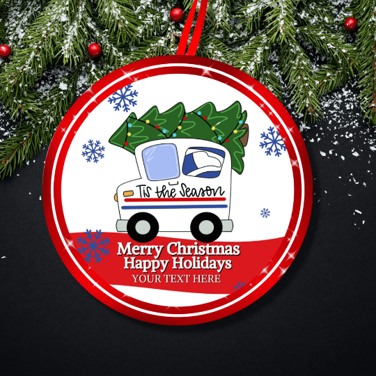 Personalized Christmas Holiday Ornament For Mailman, Postman one Delivery Person