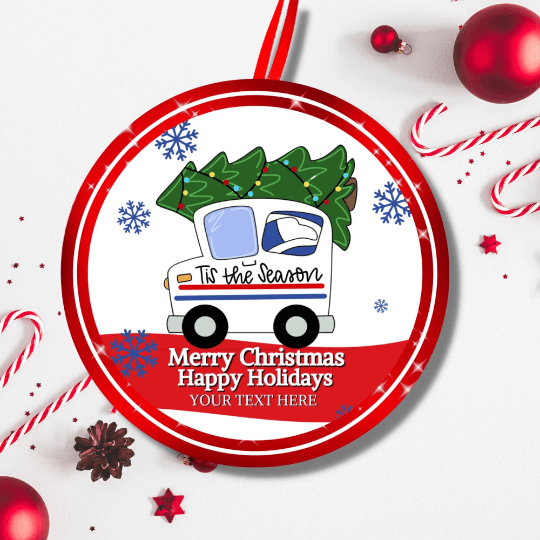 Personalized Christmas Holiday Ornament For Mailman, Postman one Delivery Person 5