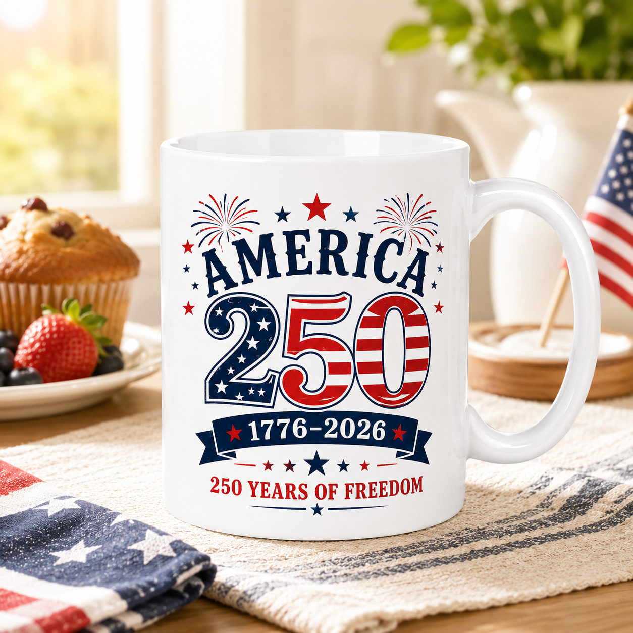 America 250th Anniversary Mug – Patriotic 4th of July Coffee Mug
