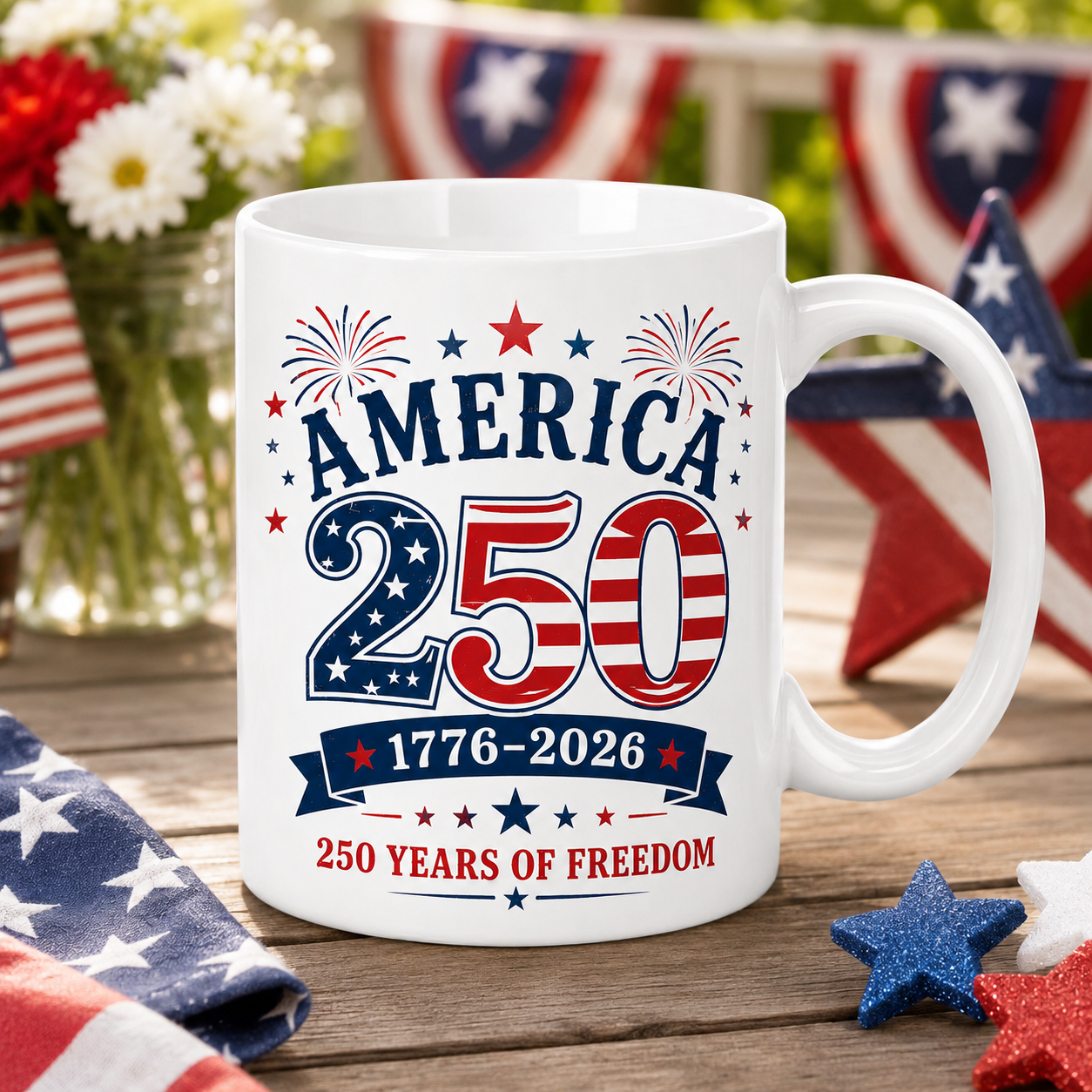 America 250th Anniversary Mug – Patriotic 4th of July Coffee Mug