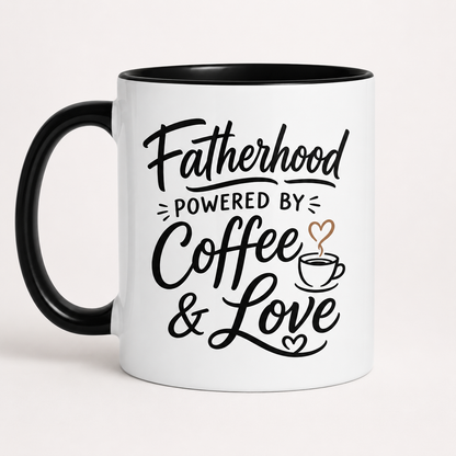 Fatherhood Powered by Coffee & Love Mug – Father’s Day Coffee Mug Gift for Dad