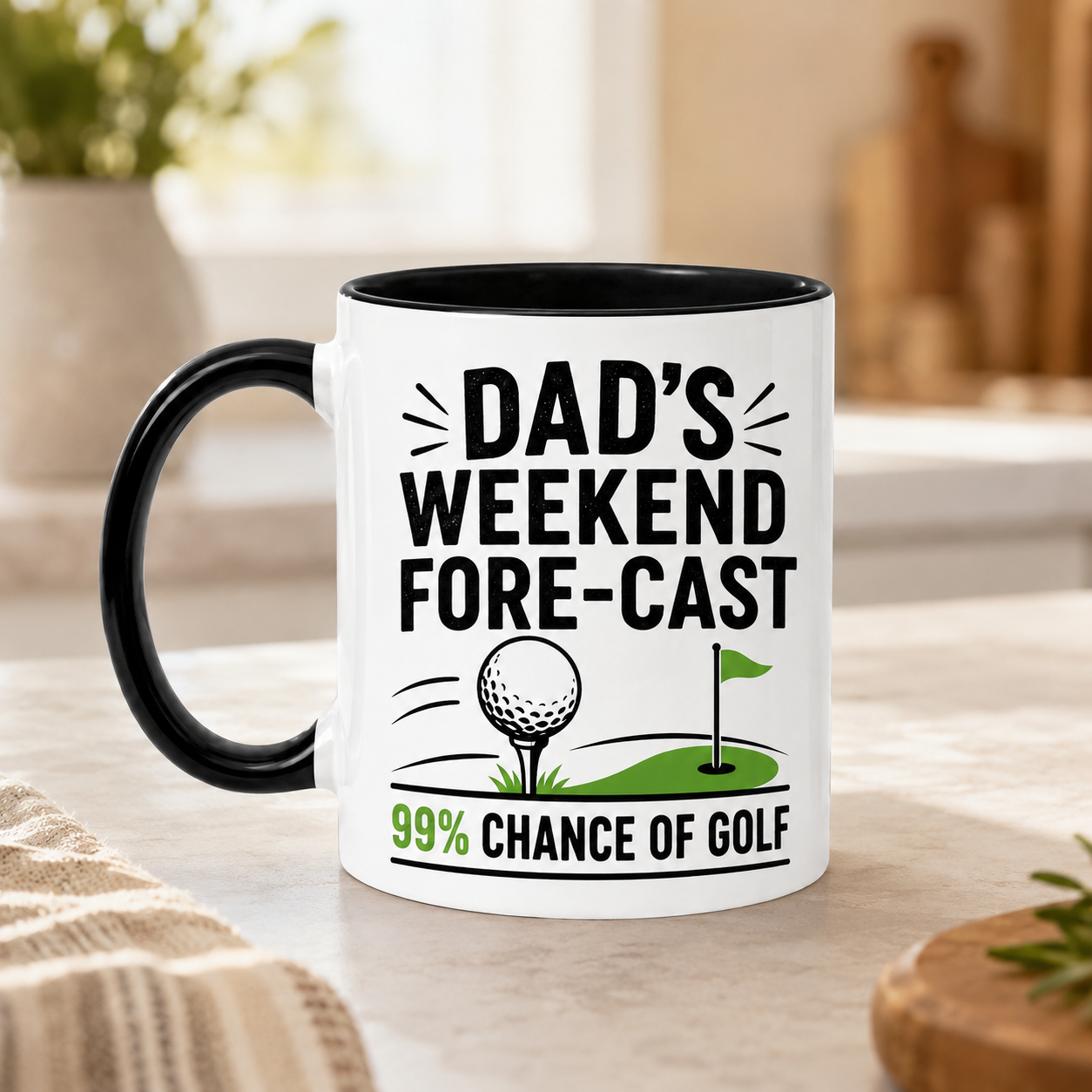 Dad’s Weekend Forecast Golf Mug – Funny Father’s Day Coffee Mug Gift for Golf Dad