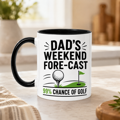 Dad’s Weekend Forecast Golf Mug – Funny Father’s Day Coffee Mug Gift for Golf Dad