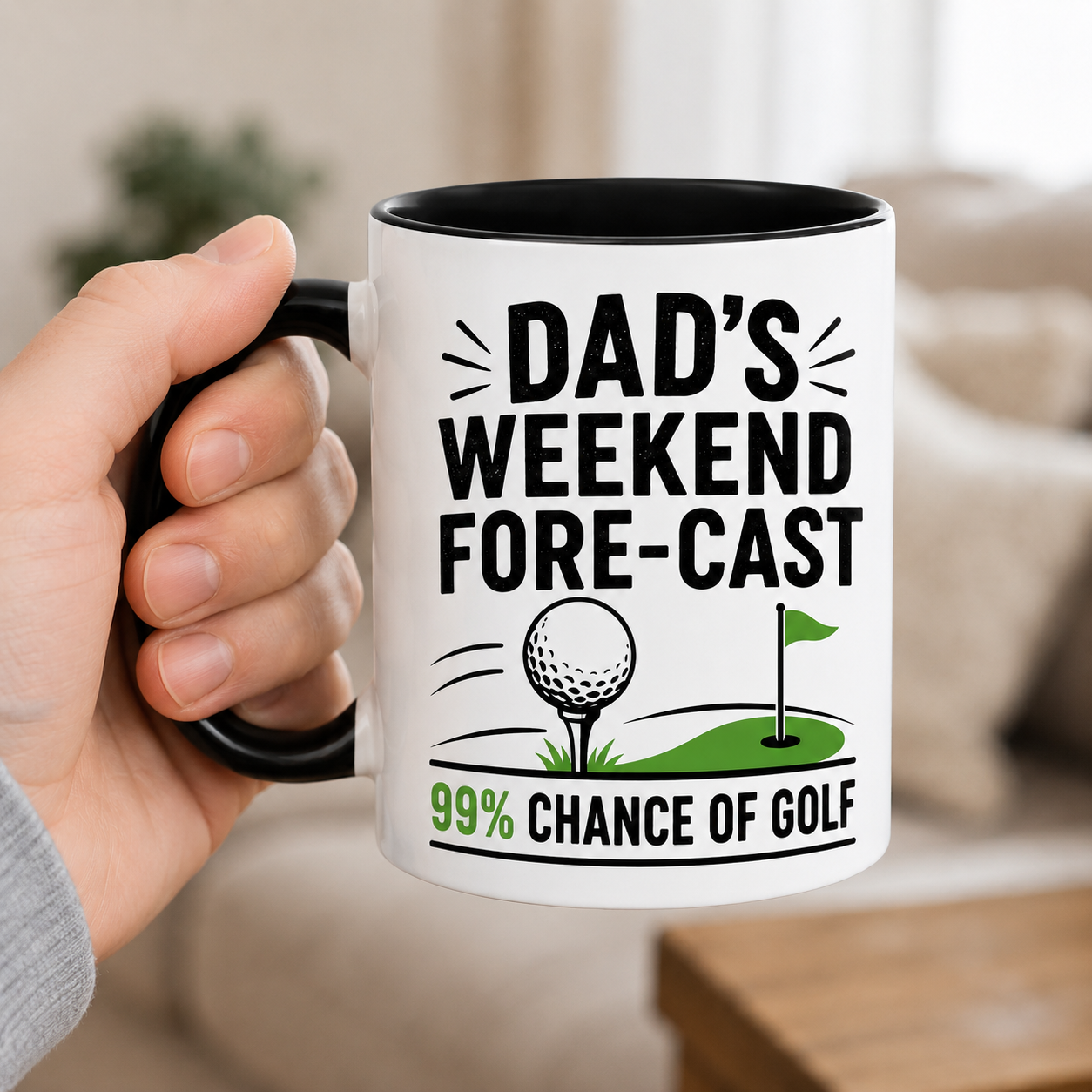 Dad’s Weekend Forecast Golf Mug – Funny Father’s Day Coffee Mug Gift for Golf Dad