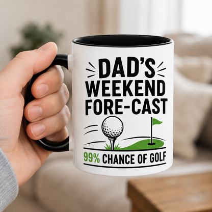 Dad’s Weekend Forecast Golf Mug – Funny Father’s Day Coffee Mug Gift for Golf Dad