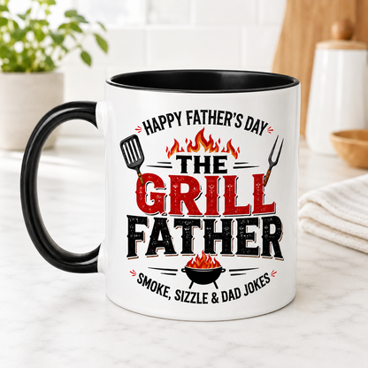 The Grill Father Mug – Funny Happy Father’s Day BBQ Coffee Mug Gift for Dad