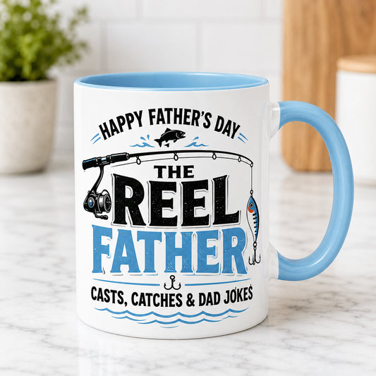 The Reel Father Mug – Funny Happy Father’s Day Fishing Coffee Mug Gift for Dad