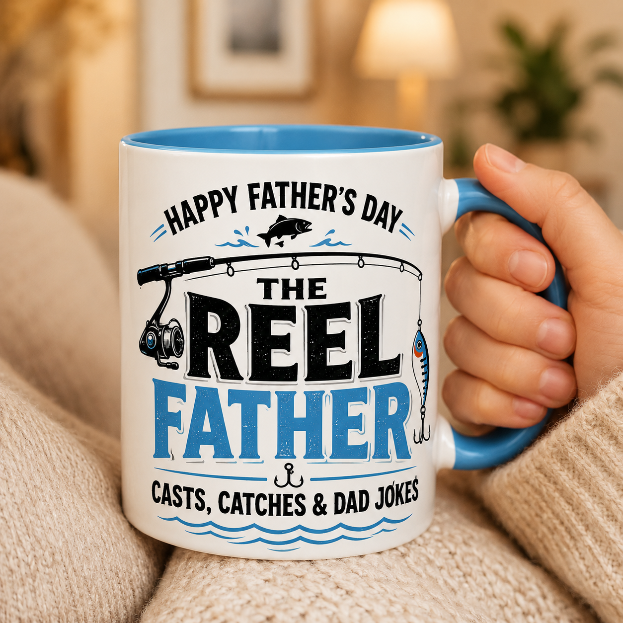 The Reel Father Mug – Funny Happy Father’s Day Fishing Coffee Mug Gift for Dad