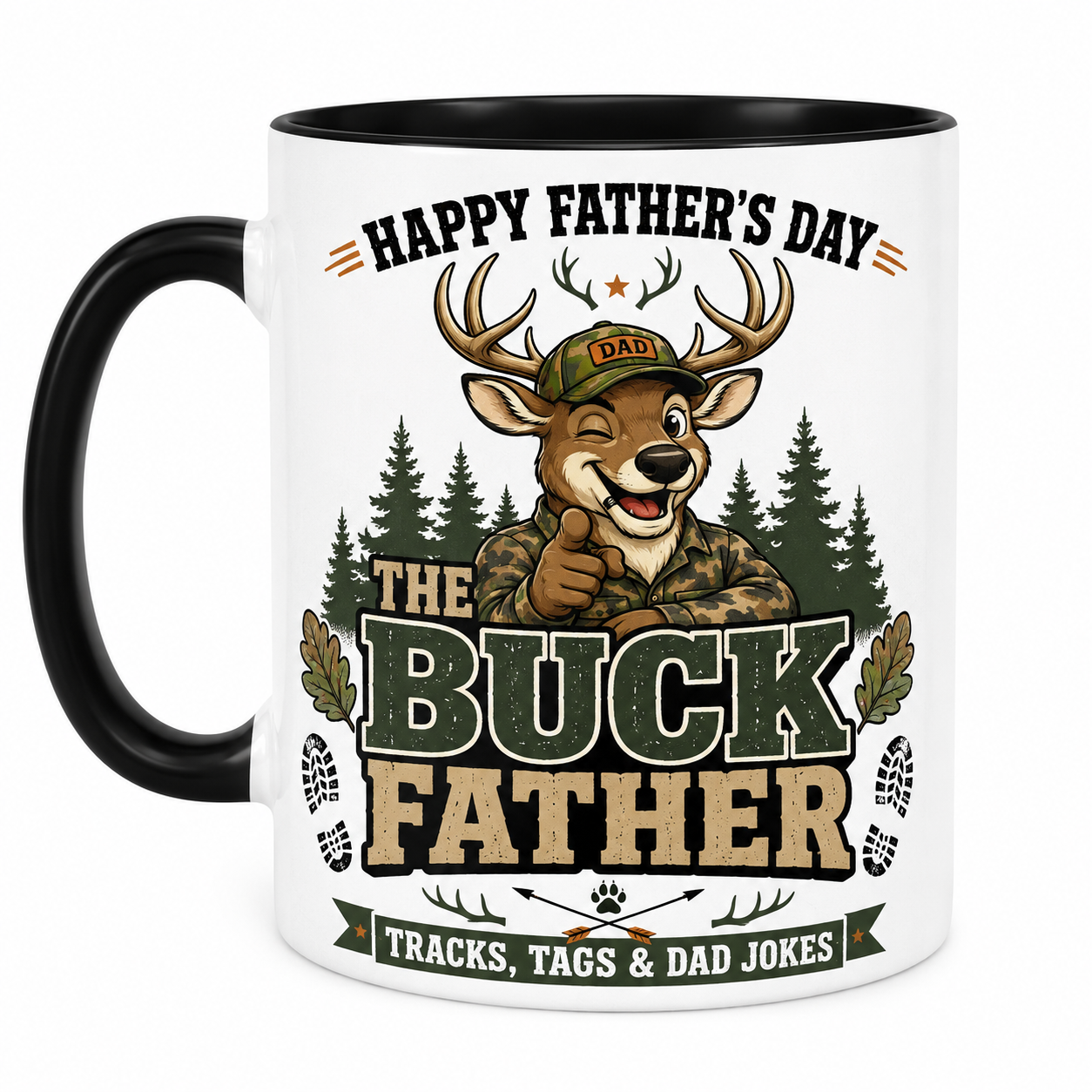 The Buck Father Mug – Funny Happy Father’s Day Hunting Coffee Mug Gift for Dad