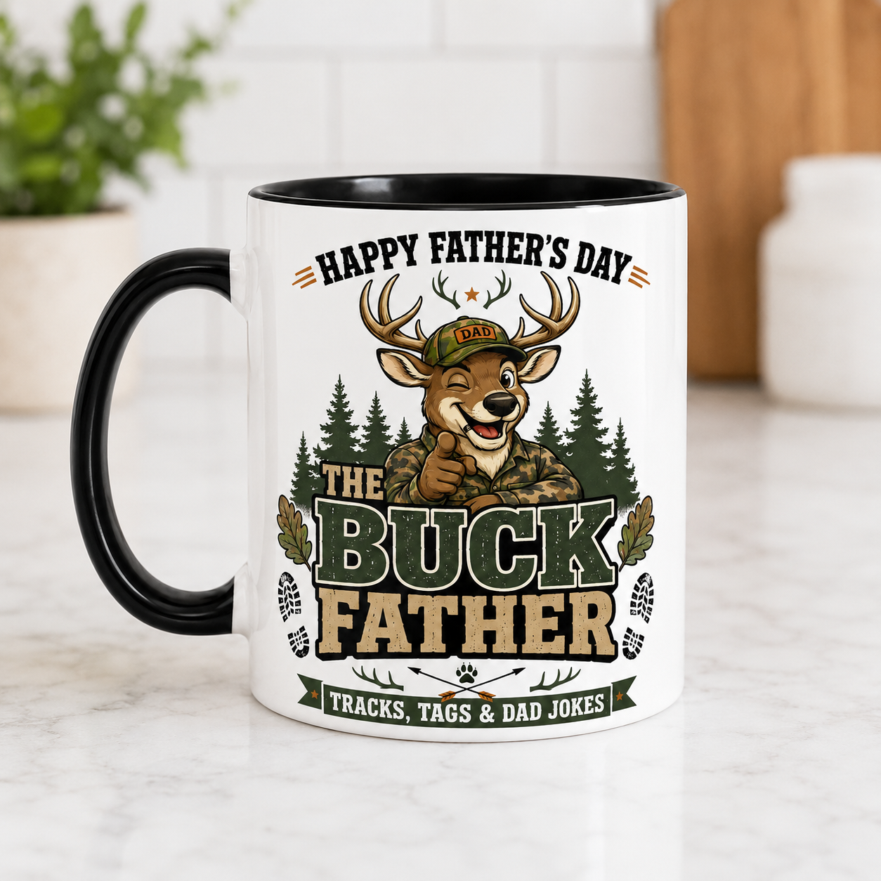 The Buck Father Mug – Funny Happy Father’s Day Hunting Coffee Mug Gift for Dad