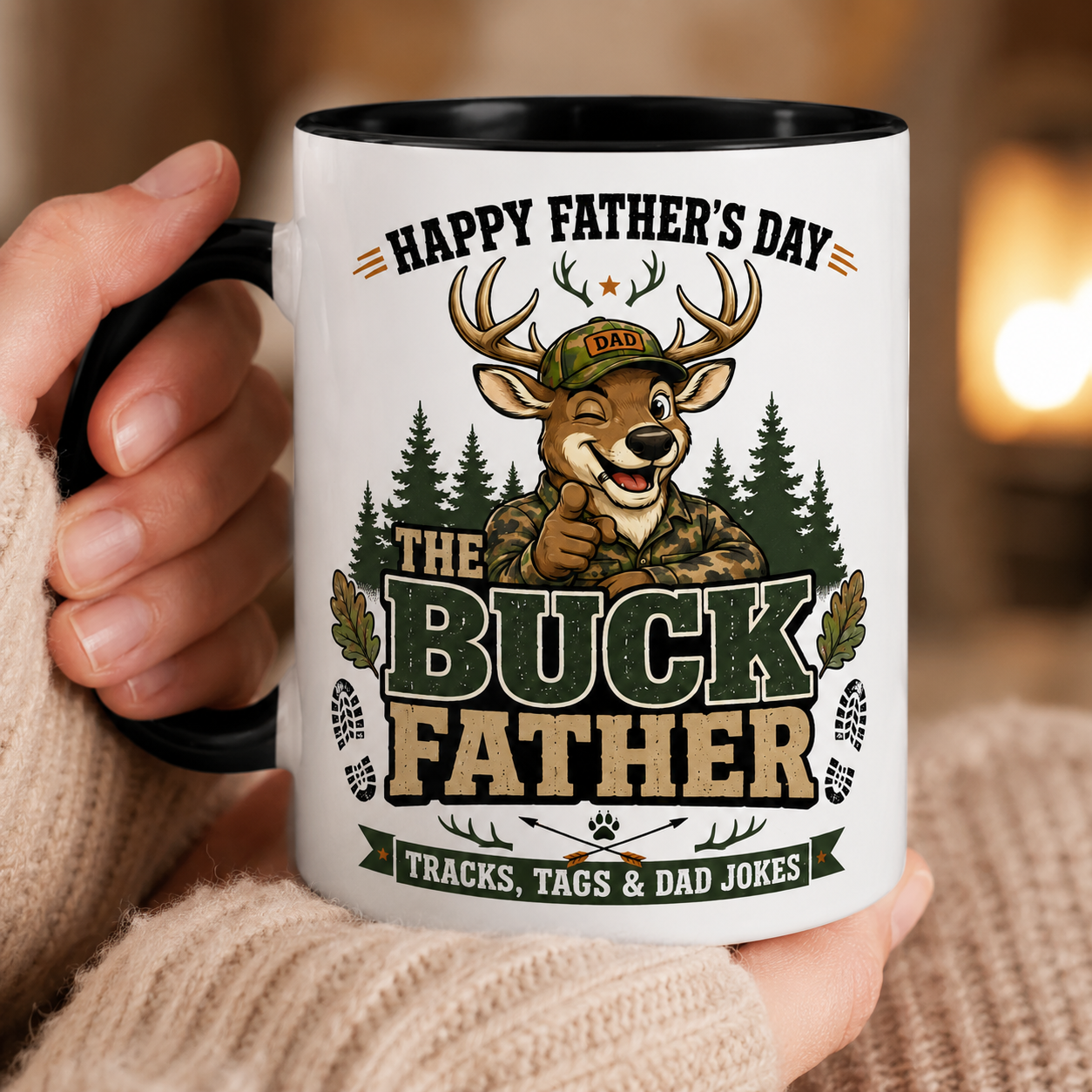 The Buck Father Mug – Funny Happy Father’s Day Hunting Coffee Mug Gift for Dad