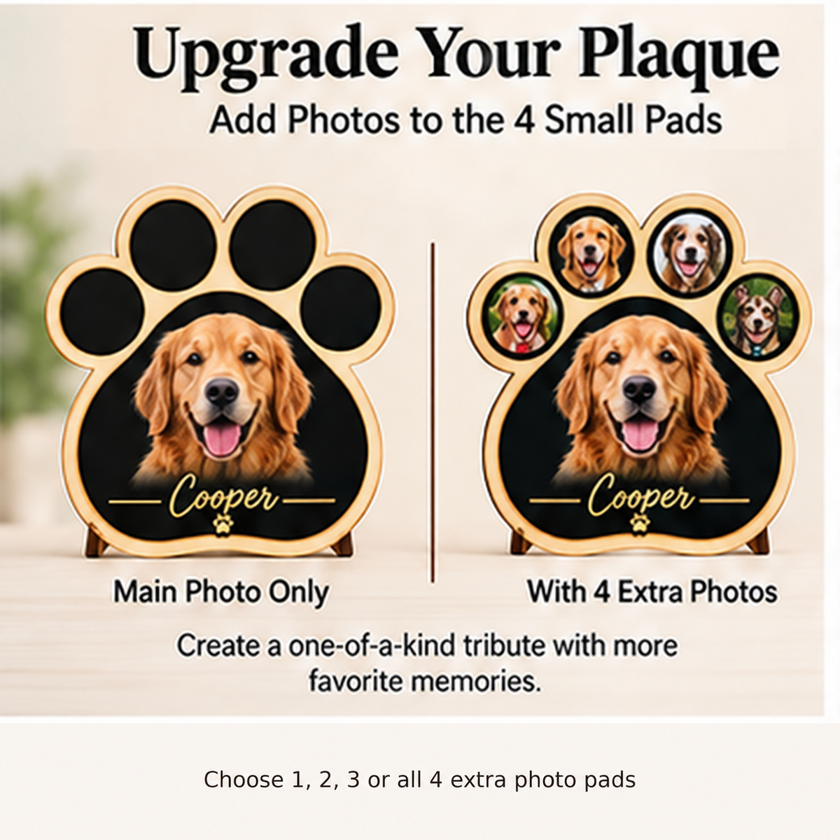 Custom Pet Photo Paw Plaque, Personalized Dog or Cat Portrait, Pet Memorial Gift, Wood & Acrylic Paw Print Sign