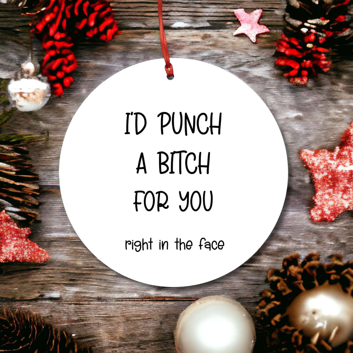 Funny Friendship Ornament - Unique BFF Gift: 'I'd Throw a Punch for You' Hilarious Christmas Tree Decor
