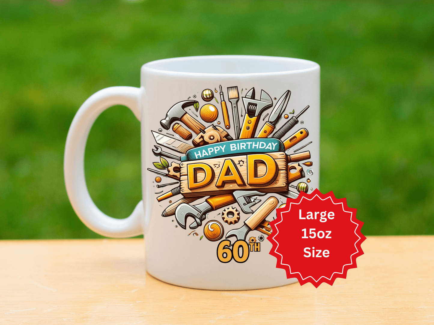 Happy Birthday Dad Mug, Construction Worker Coffee Cup, Father Teacup, Carpenter Coffee Mug Gift, Personalized Age