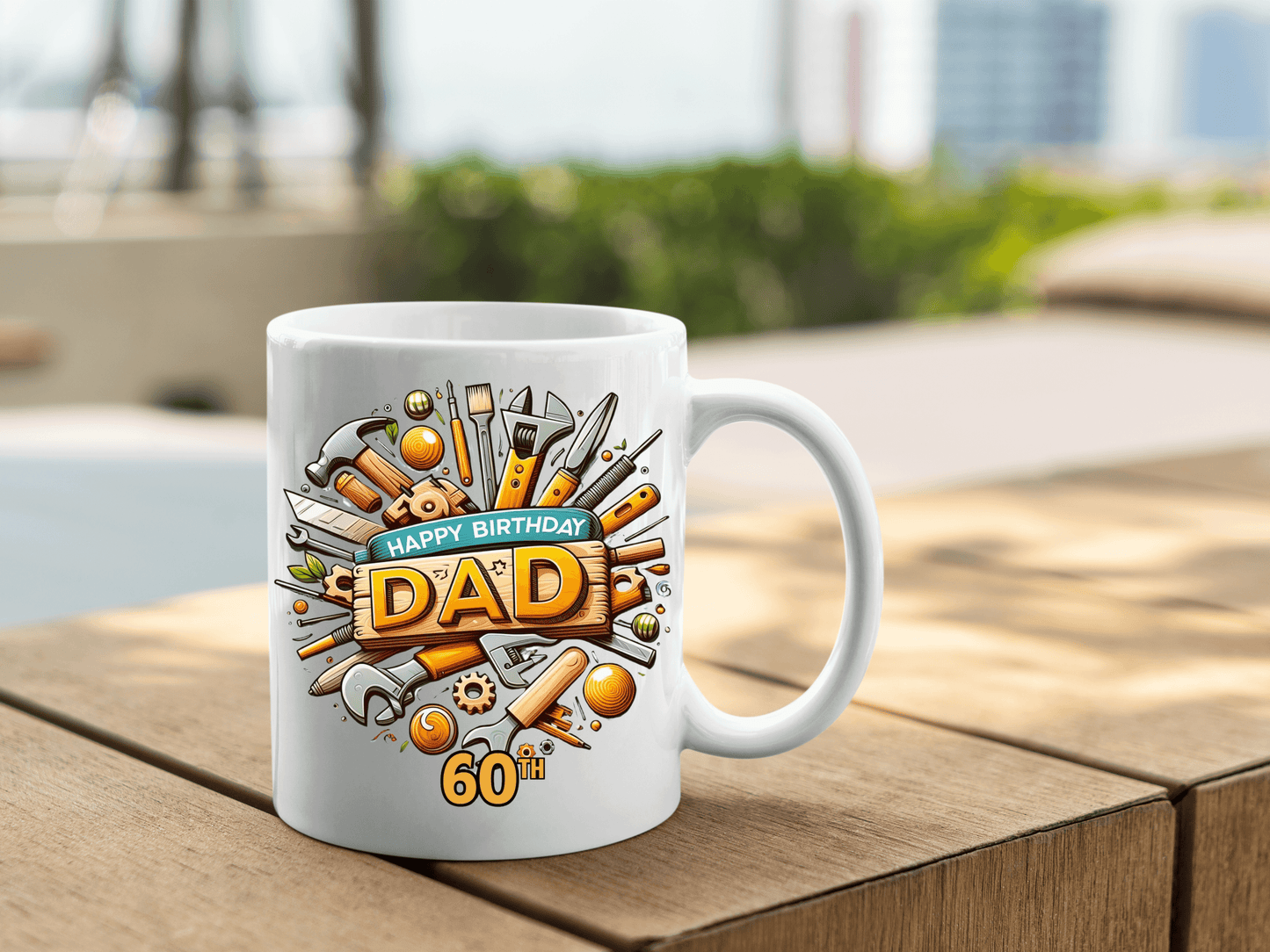Happy Birthday Dad Mug, Construction Worker Coffee Cup, Father Teacup, Carpenter Coffee Mug Gift, Personalized Age