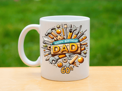 Happy Birthday Dad Mug, Construction Worker Coffee Cup, Father Teacup, Carpenter Coffee Mug Gift, Personalized Age