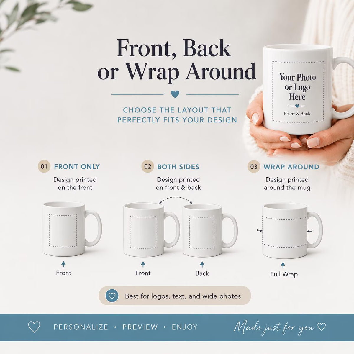 Custom Photo Coffee Mug Gift For Him Her Couples Office Mugs, Company Coffee Cups, Business Mugs