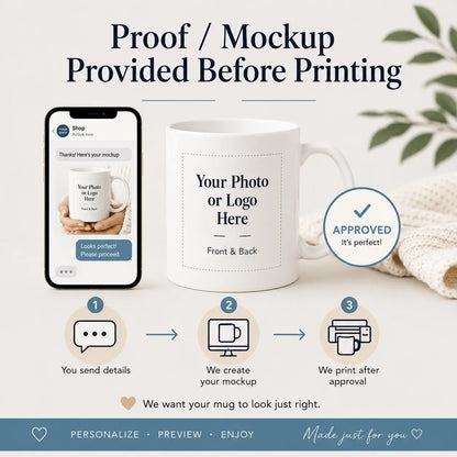 Custom Photo Coffee Mug Gift For Him Her Couples Office Mugs, Company Coffee Cups, Business Mugs