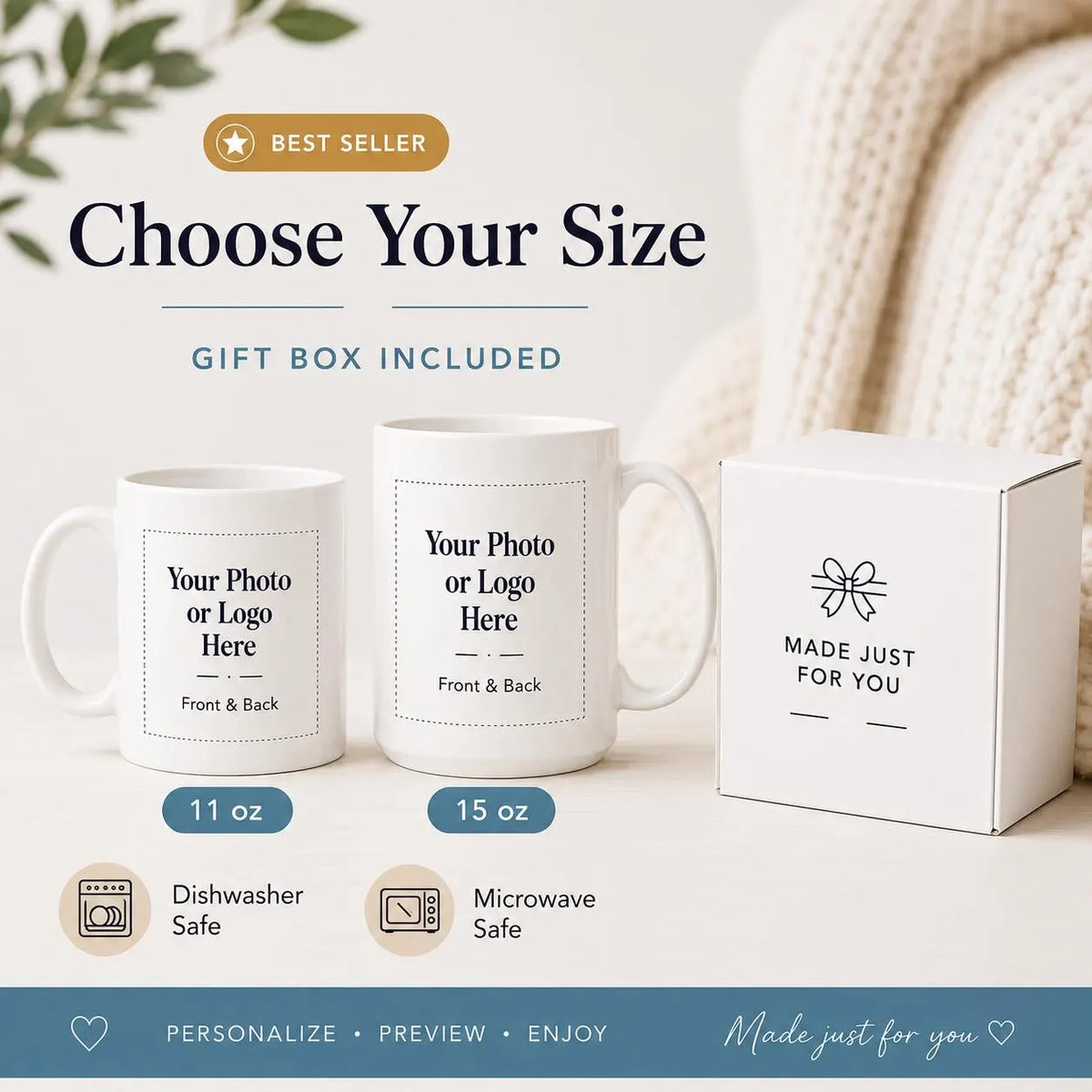 Custom Photo Coffee Mug Gift For Him Her Couples Office Mugs, Company Coffee Cups, Business Mugs
