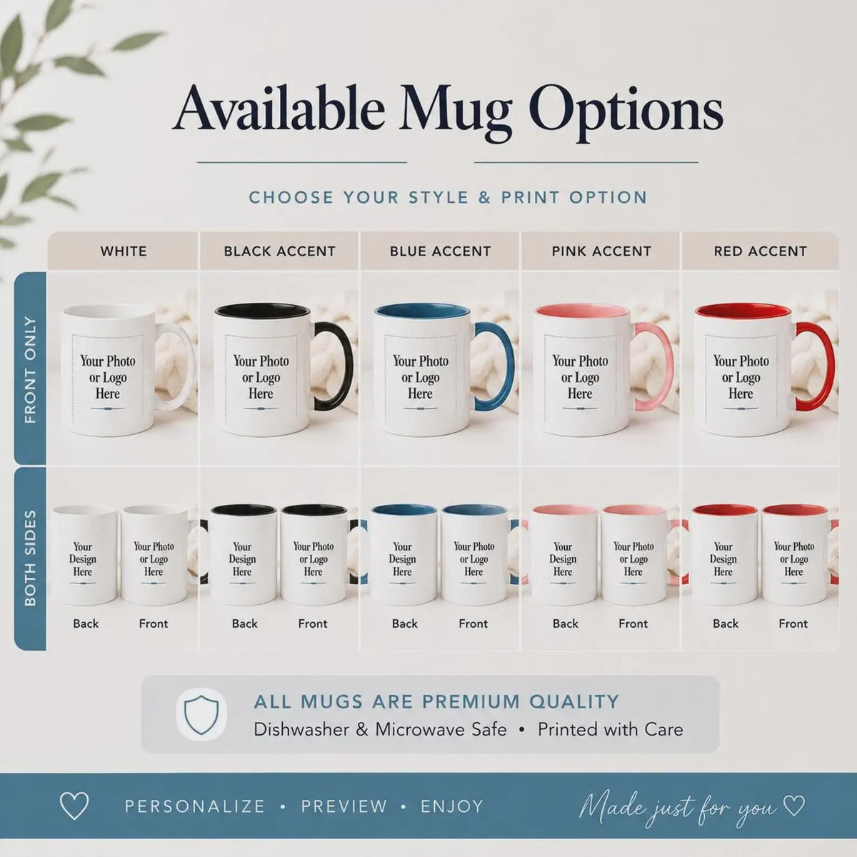 Custom Photo Coffee Mug Gift For Him Her Couples Office Mugs, Company Coffee Cups, Business Mugs