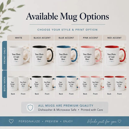 Custom Photo Coffee Mug Gift For Him Her Couples Office Mugs, Company Coffee Cups, Business Mugs