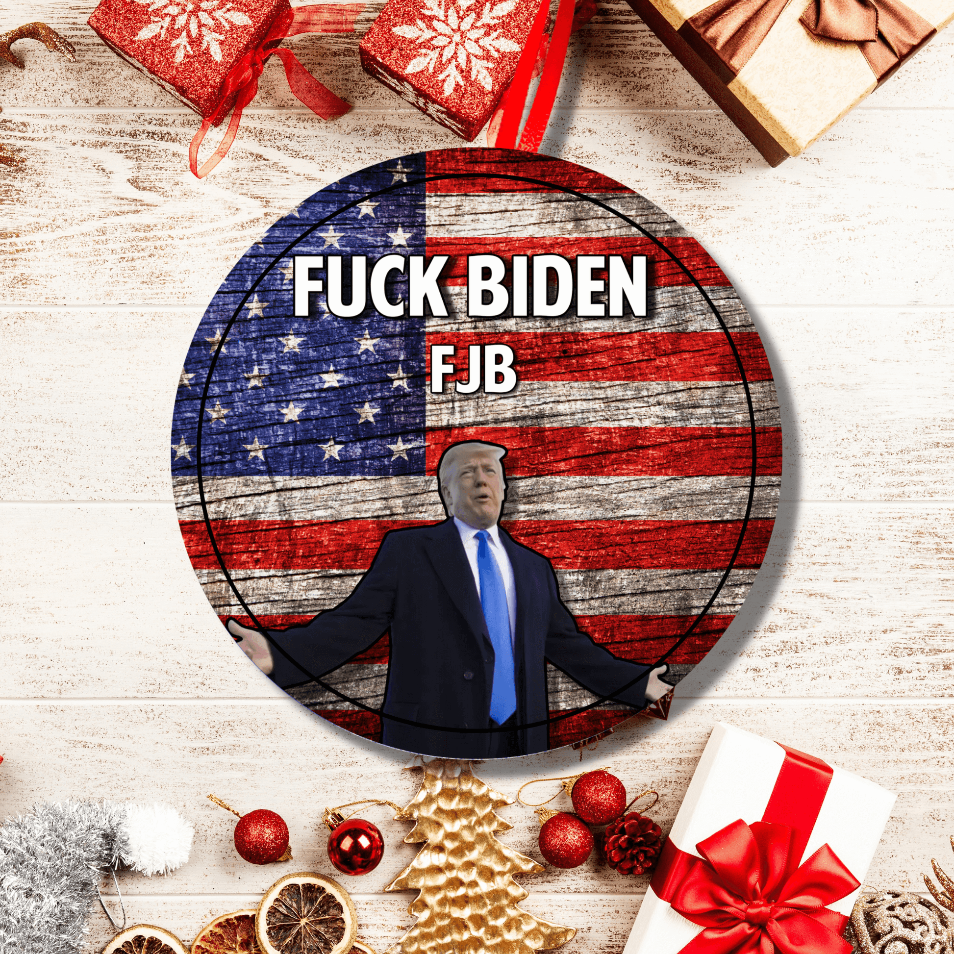 Christmas Ornament Fuck Biden Trump Supporter America First 9