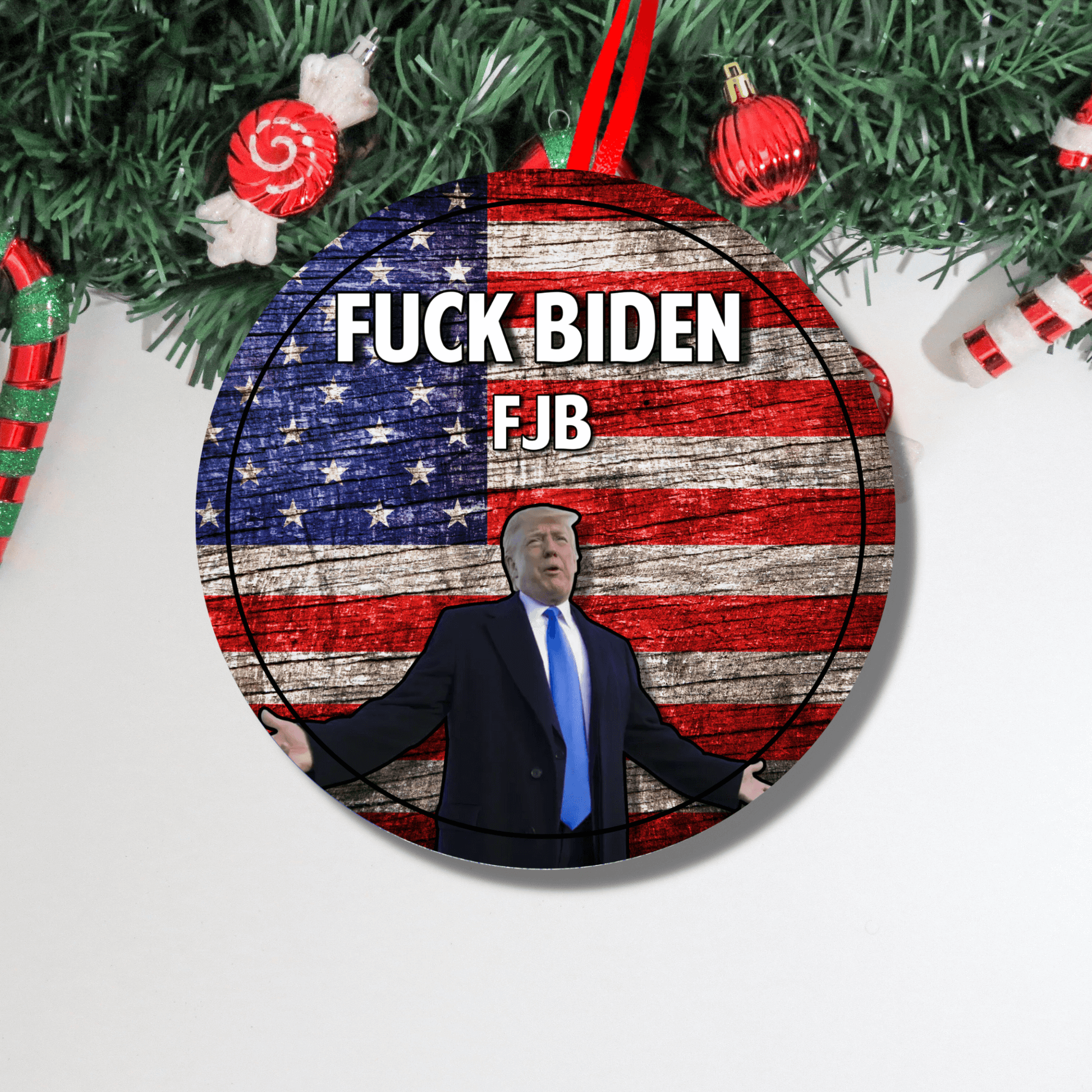 Christmas Ornament Fuck Biden Trump Supporter America First 8
