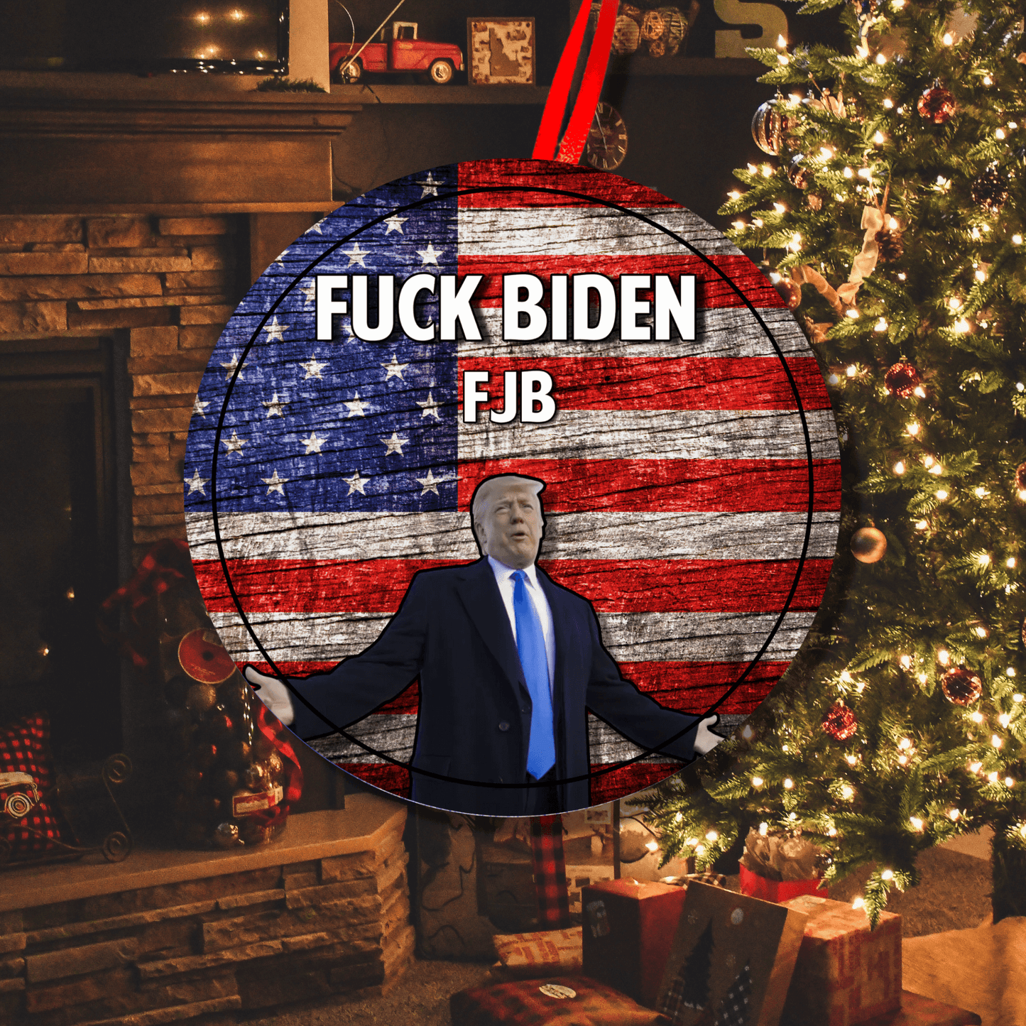 Christmas Ornament Fuck Biden Trump Supporter America First 7