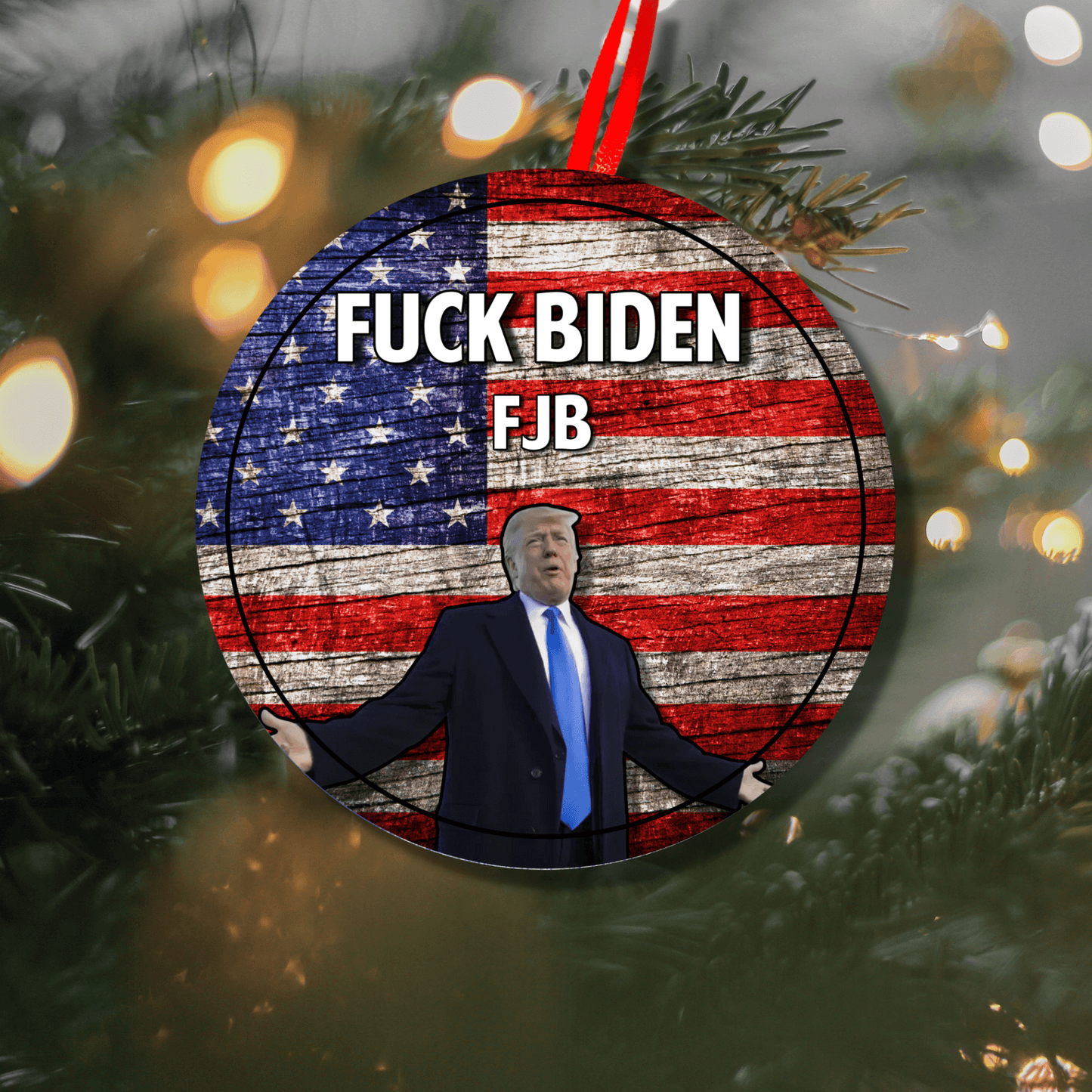 Christmas Ornament Fuck Biden Trump Supporter America First 6
