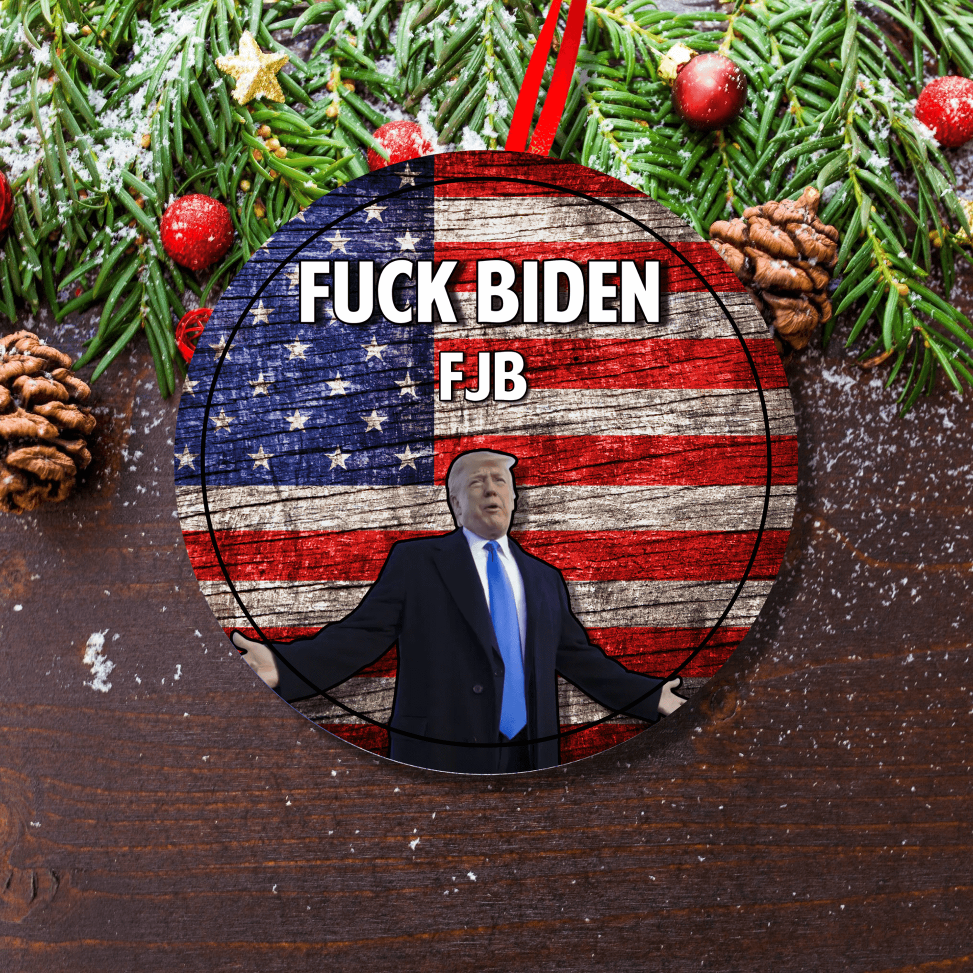 Christmas Ornament Fuck Biden Trump Supporter America First 5