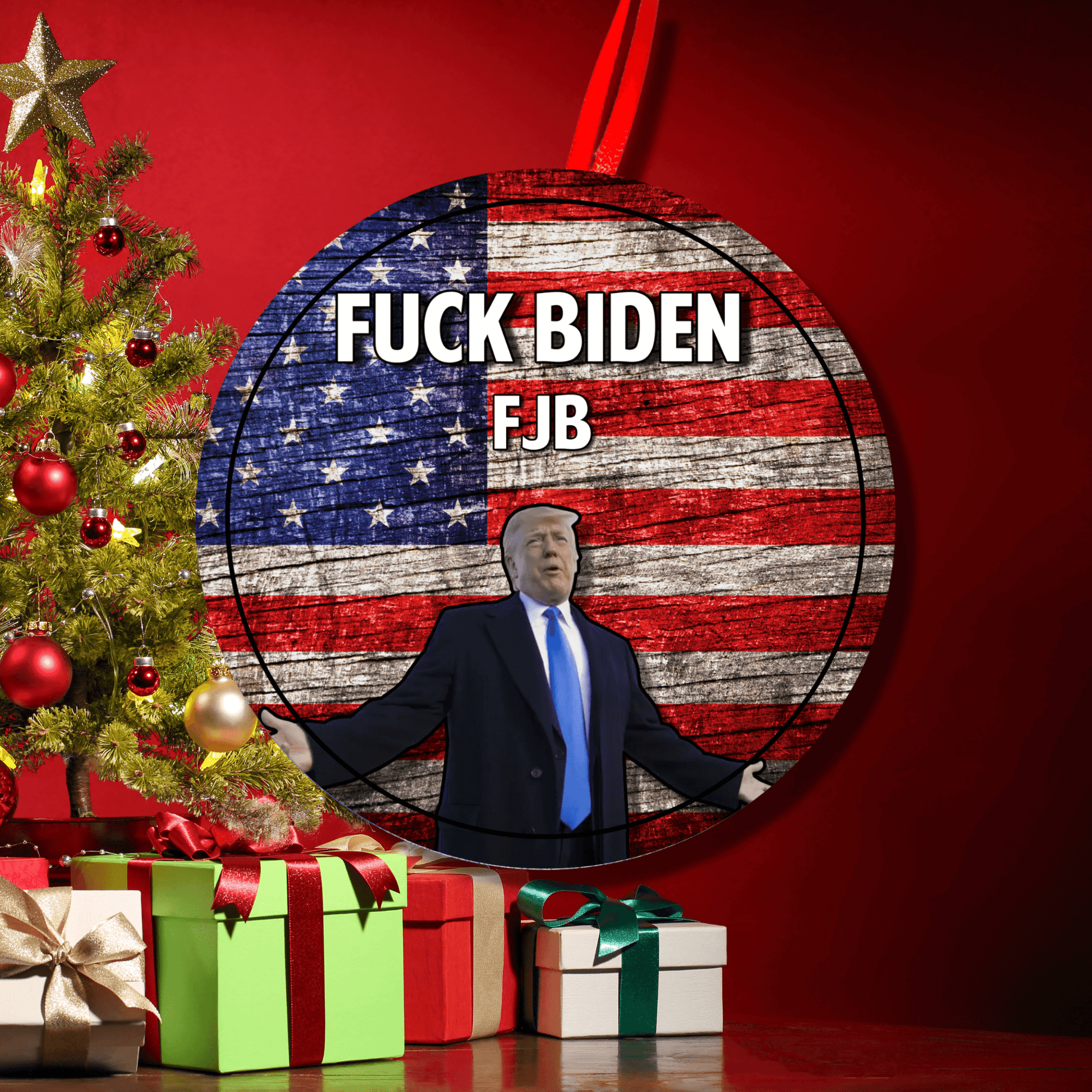 Christmas Ornament Fuck Biden Trump Supporter America First 2