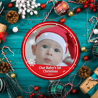 Our First Christmas Engaged Ornament - Custom Photo Baby's First Christmas Ornament