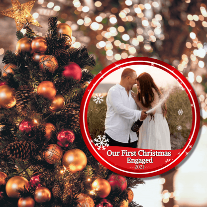 Our First Christmas Engaged Ornament - Custom Photo Baby's First Christmas Ornament