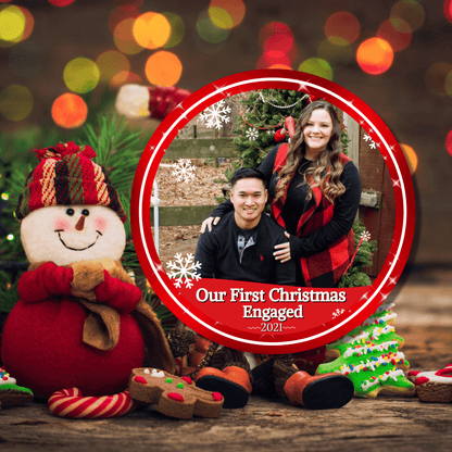 Our First Christmas Engaged Ornament - Custom Photo Baby's First Christmas Ornament