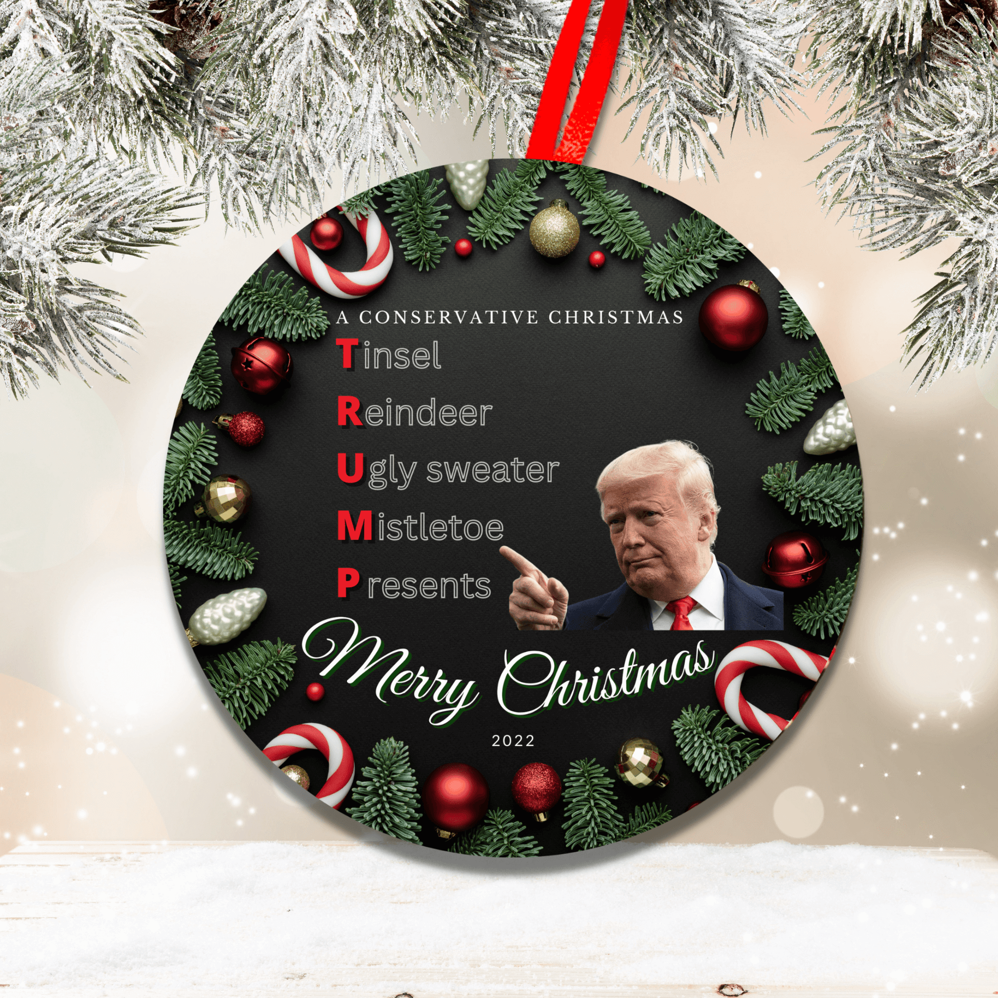 Funny Conservative Trump Christmas Ornament 8