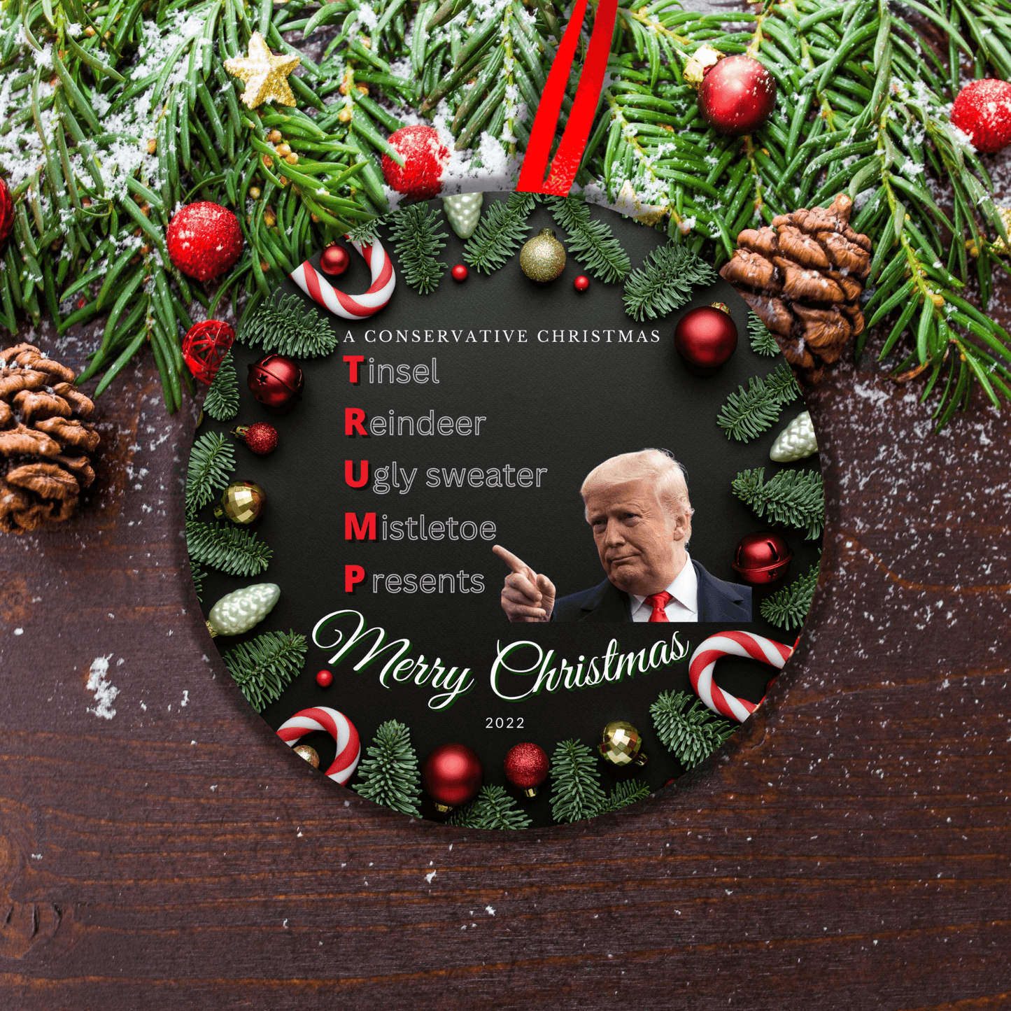 Funny Conservative Trump Christmas Ornament 6