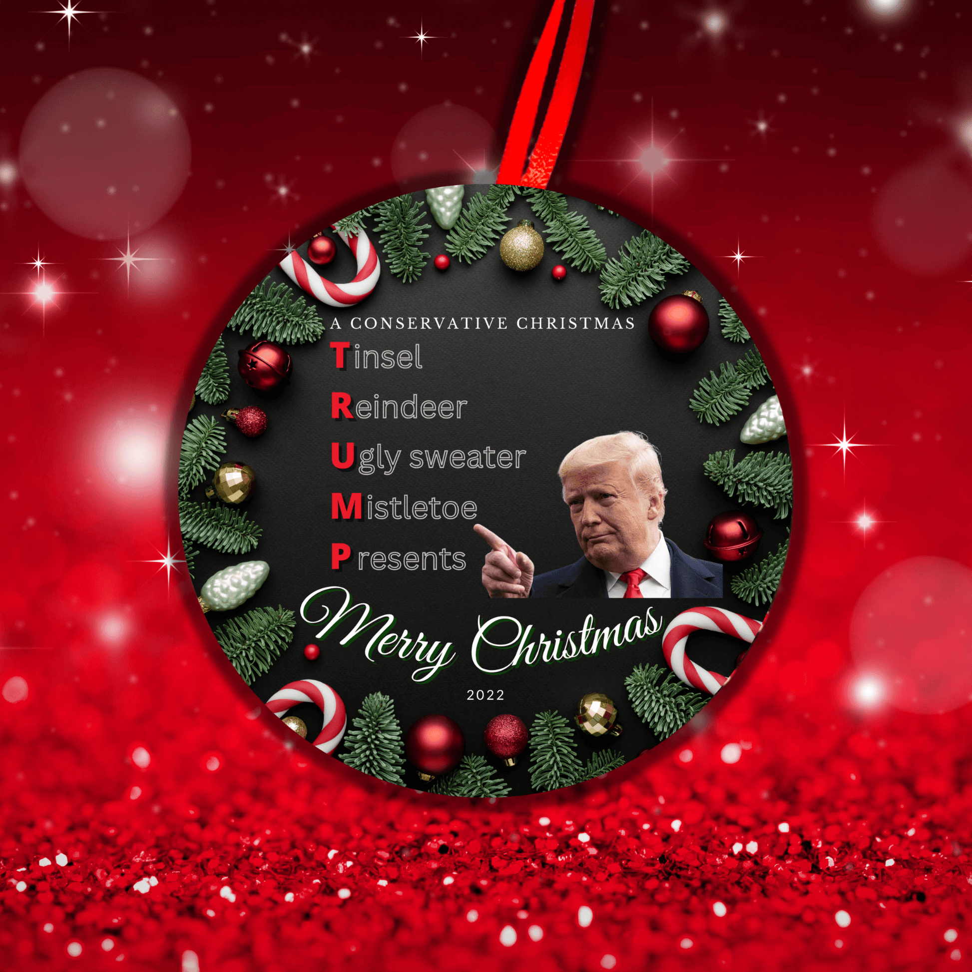 Funny Conservative Trump Christmas Ornament 2