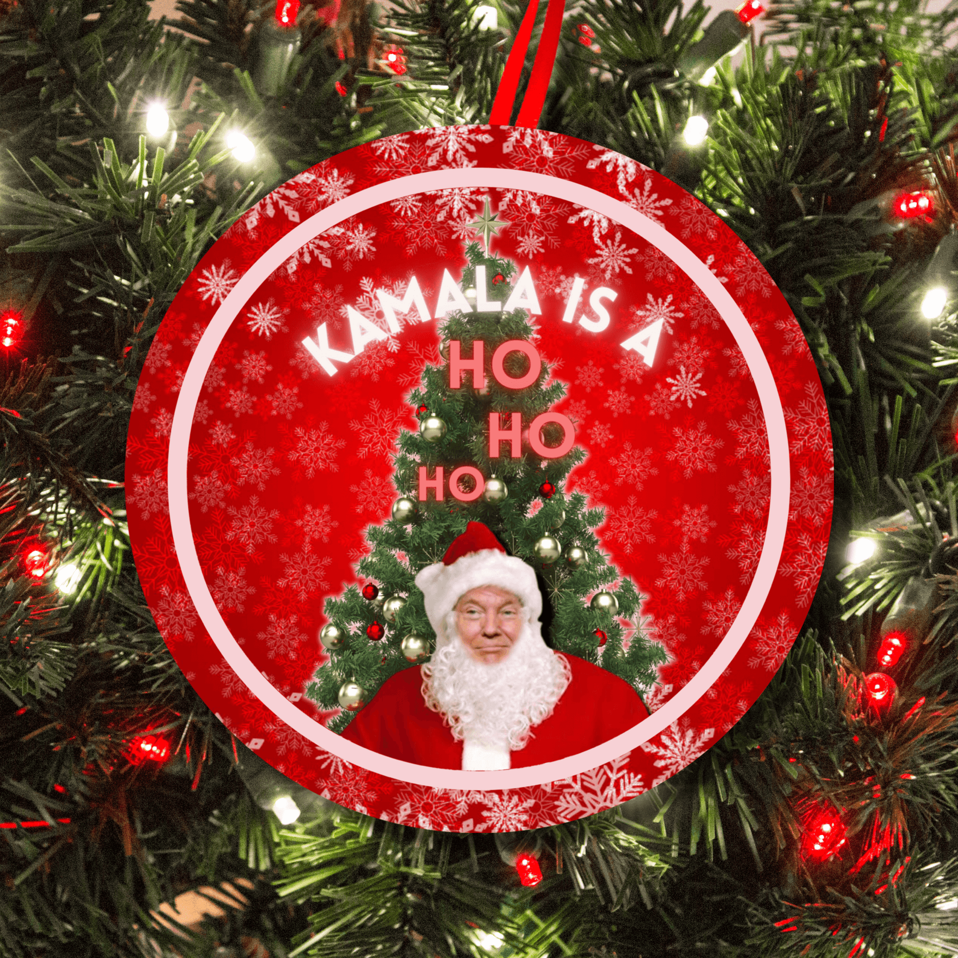 Funny Trump Kamala Is A Ho Christmas Holiday Ornament, Stocking Stuffer 6