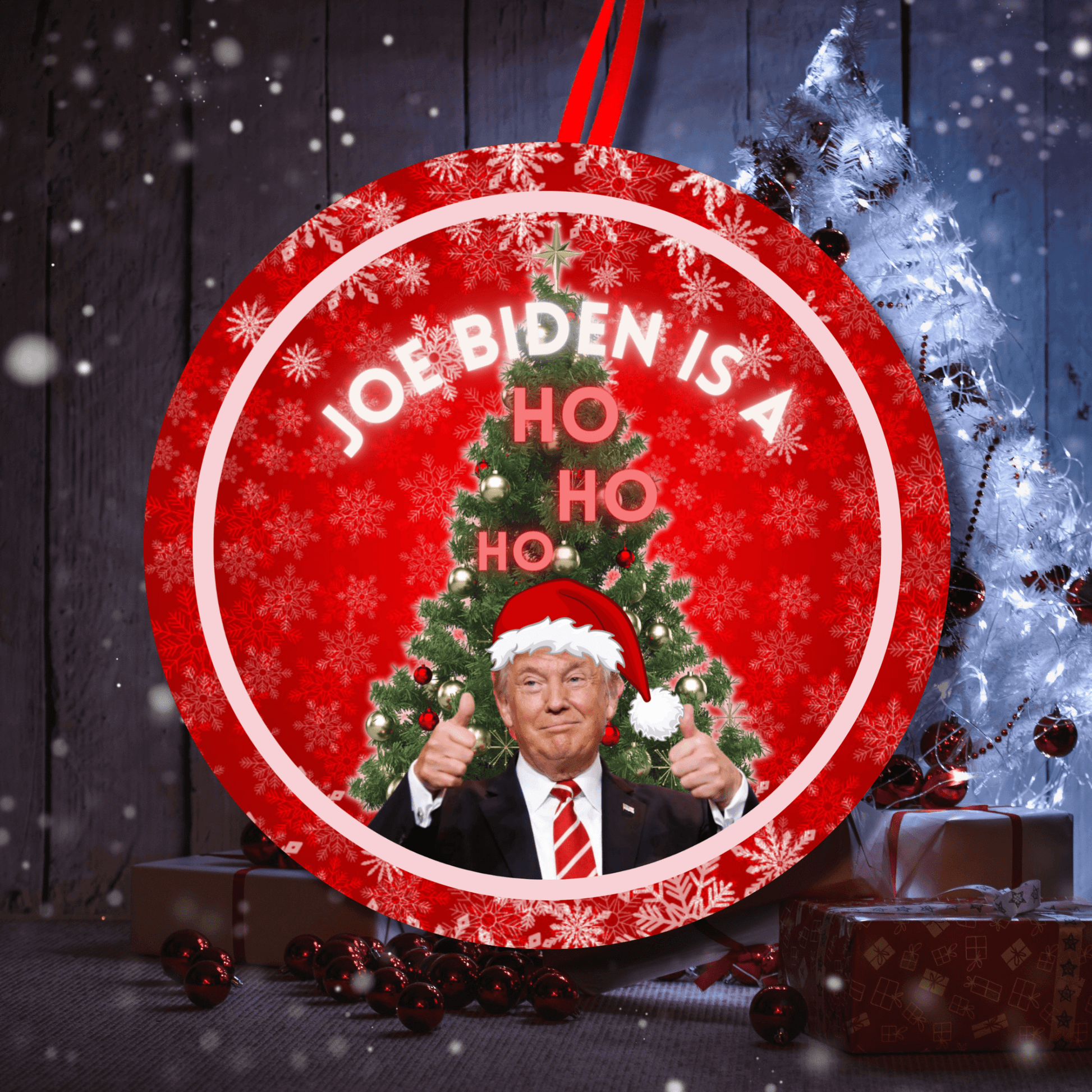 Funny Joe Biden Is A Ho Christmas Holiday Ornament, Stocking Stuffer 6