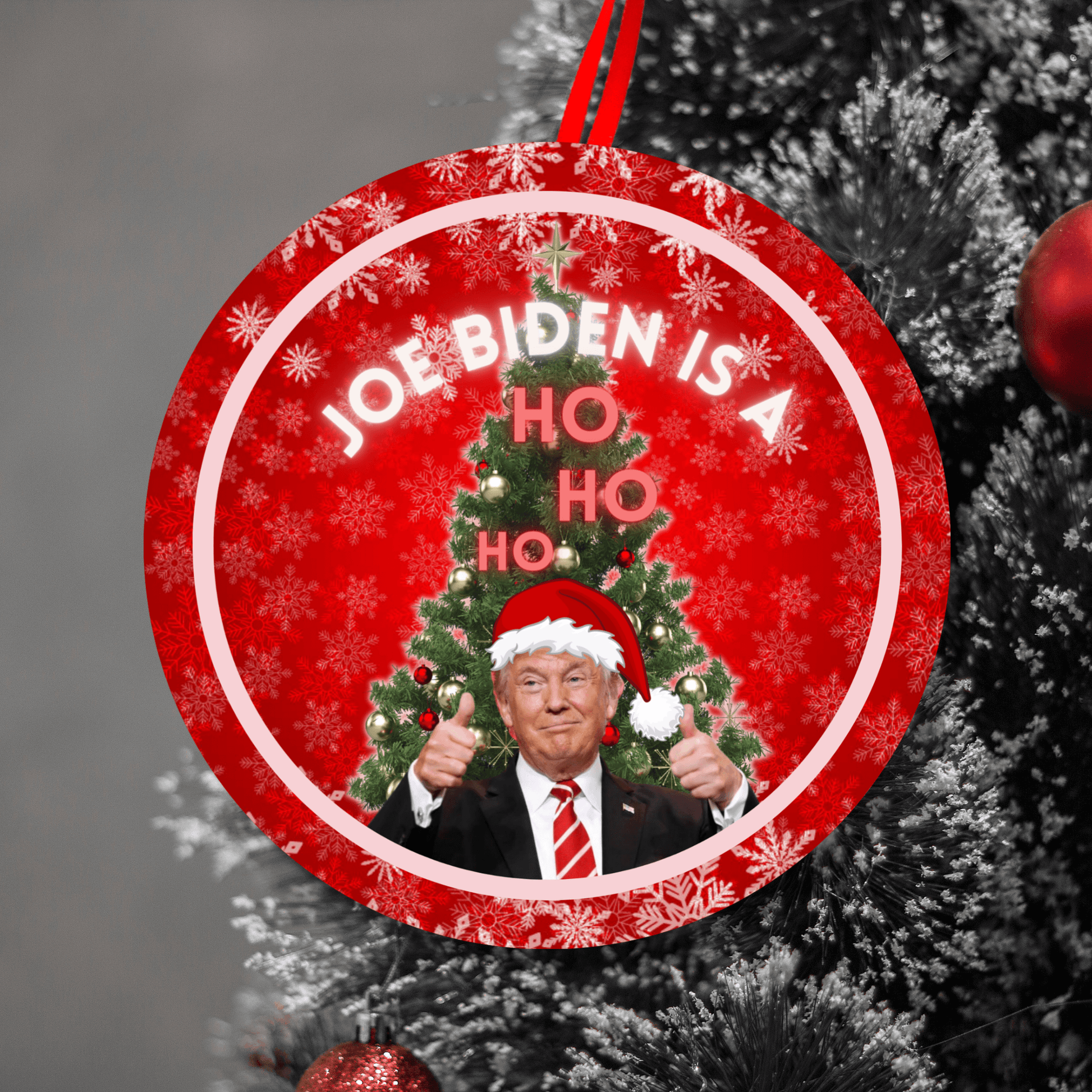 Funny Joe Biden Is A Ho Christmas Holiday Ornament, Stocking Stuffer 5