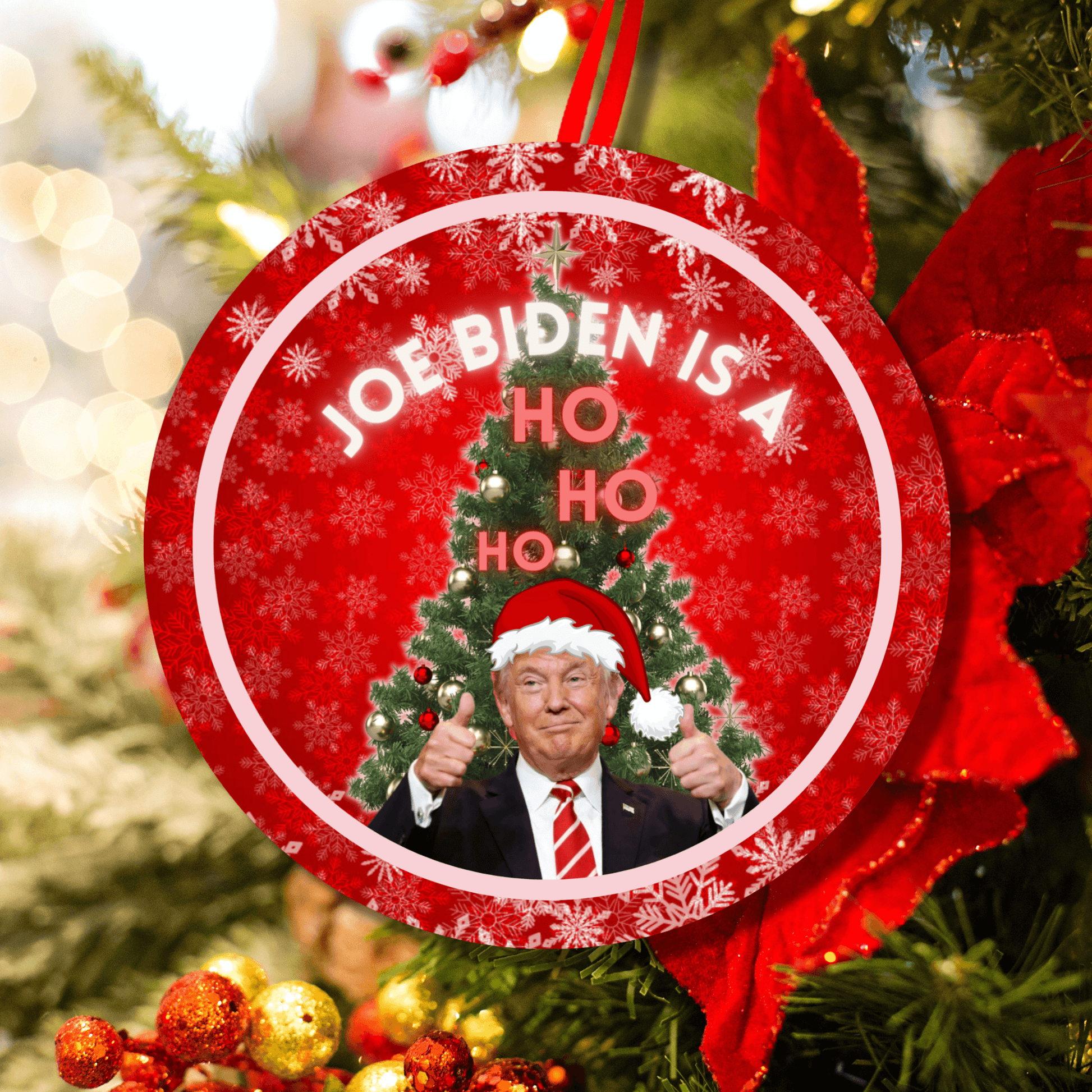 Funny Joe Biden Is A Ho Christmas Holiday Ornament, Stocking Stuffer 8
