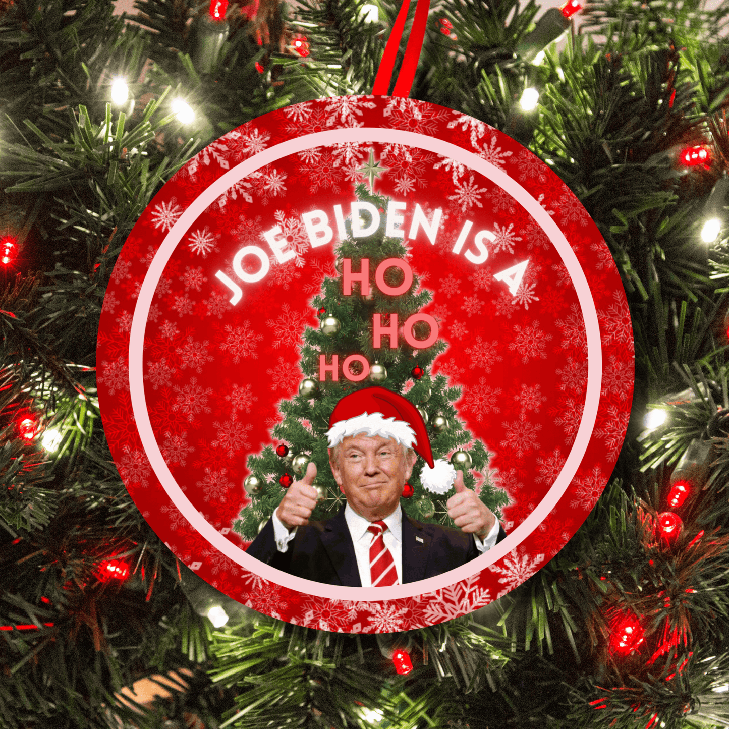 Funny Joe Biden Is A Ho Christmas Holiday Ornament, Stocking Stuffer 9