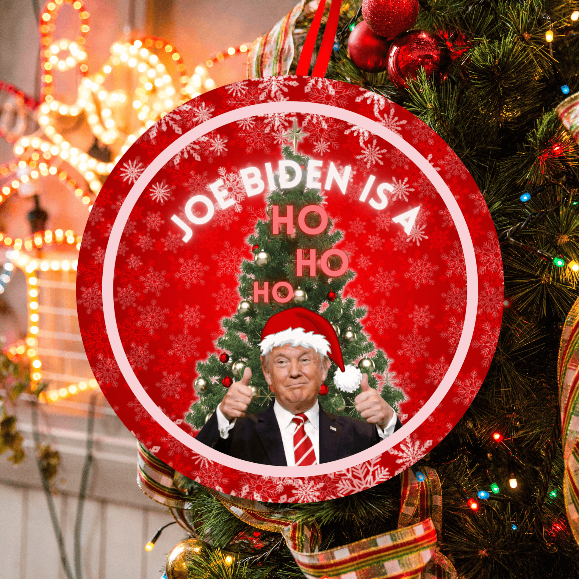 Funny Joe Biden Is A Ho Christmas Holiday Ornament, Stocking Stuffer 2